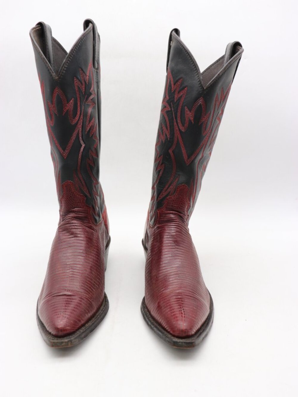 Justin Western Exotic Black Red Lizard Reptile Leather Boots Women’s 6 B USA - Picture 2 of 9